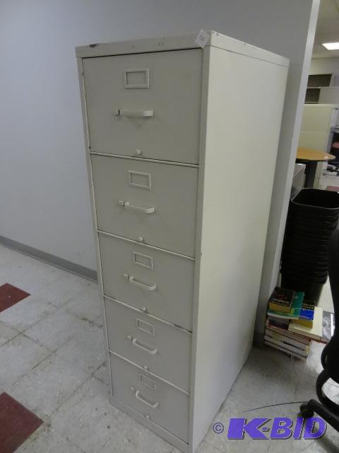 lot 122 image: 15" Metal 5 Drawer FIle Cabinet on Wheel...