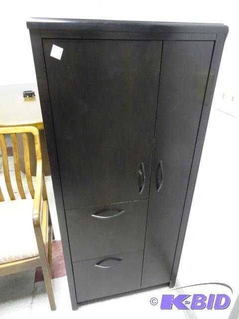 lot 131 image: Wood personal office cabinet. Wardrobe door. ...
