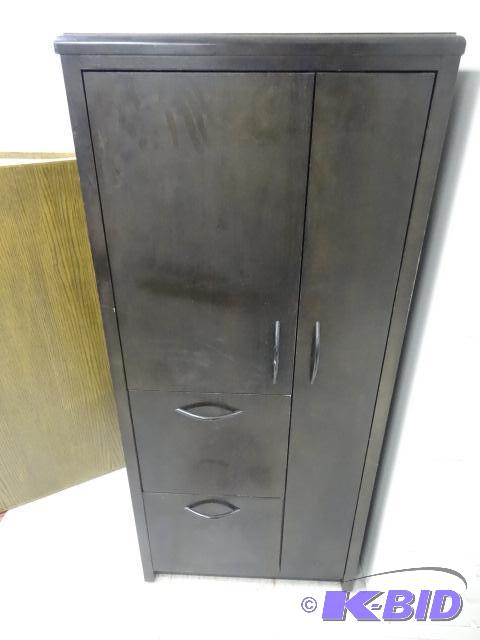 lot 133 image: Wood personal office cabinet. Wardrobe door. ...
