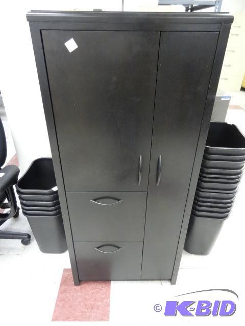 lot 134 image: Wood personal office cabinet. Wardrobe door. ...