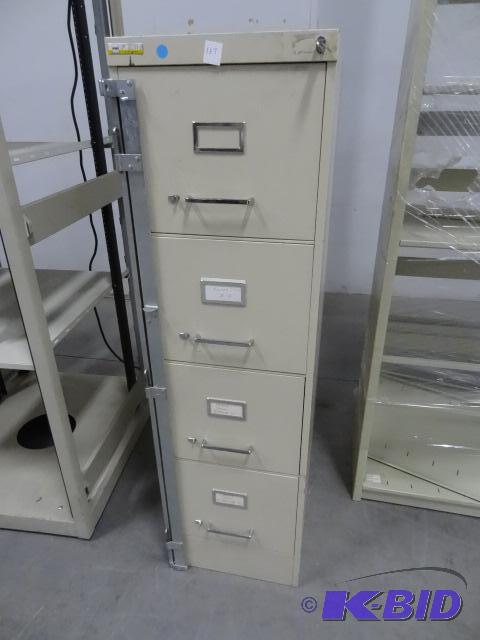 lot 167 image: 15" 4 Drawer FIle Cabinet Includes Key...