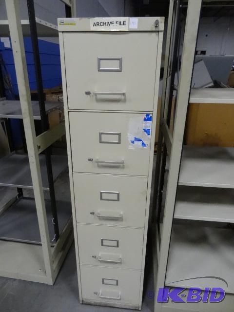 lot 195 image: 15" Metal 5 Drawer File Cabinet...
