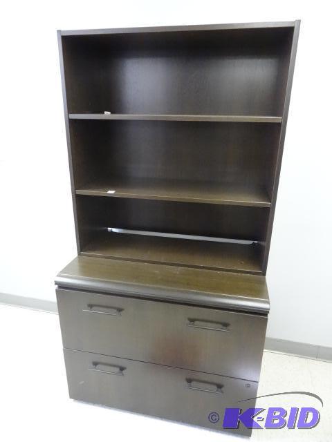 lot 22 image: 2 Drawer Lateral File with Attached Book SHel...