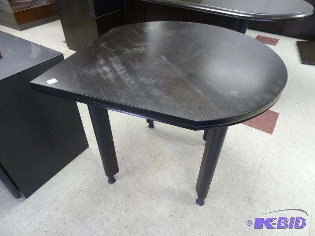 lot 28 image: Tear Drop Table. Metal Legs and Laminate Top....