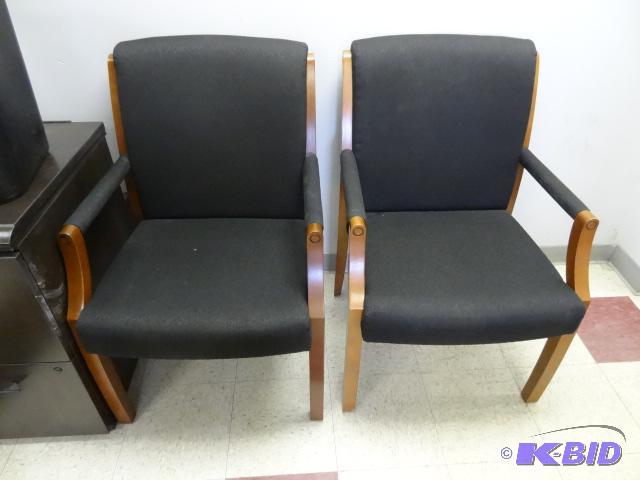 lot 32 image: 2 Matching Wood Framed SIde Chairs...