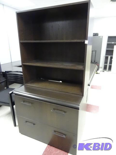 lot 34 image: Metal Cabinet 2 Laminate Front Doors on Top. ...