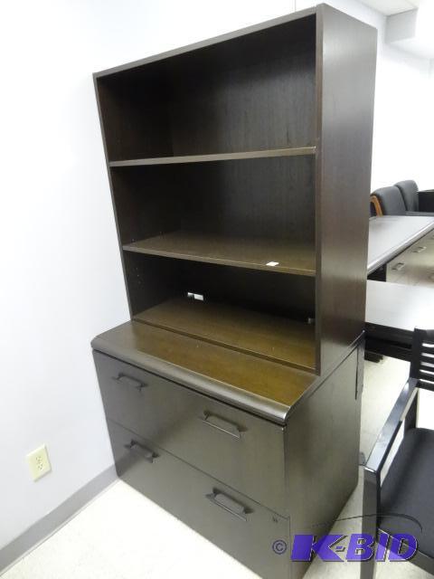 lot 36 image: Metal Cabinet 2 Laminate Front Doors on Top. ...