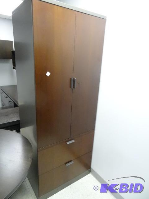 lot 39 image: Metal Cabinet 2 Laminate Front Doors on Top. ...