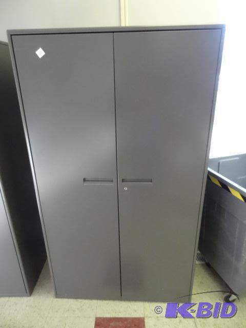 lot 4 image: 2 Door Metal Cabinet. 3 Shelves, 36 X 18 X 63...