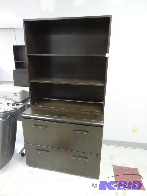 lot 42 image: Metal Cabinet 2 Laminate Front Doors on Top. ...