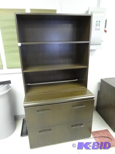 lot 43 image: Metal Cabinet 2 Laminate Front Doors on Top. ...