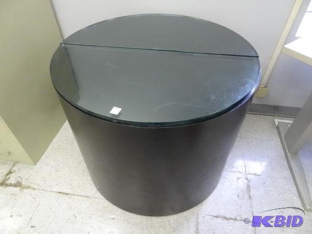 lot 55 image: Round 2 Piece Table. Glass Top 37 X 30...