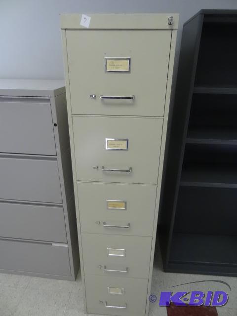 lot 7 image: 15 Metal 5 Drawer File Cabinet...