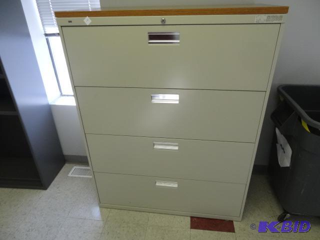 lot 9 image: 42" Metal 4 Drawer Latreal File...