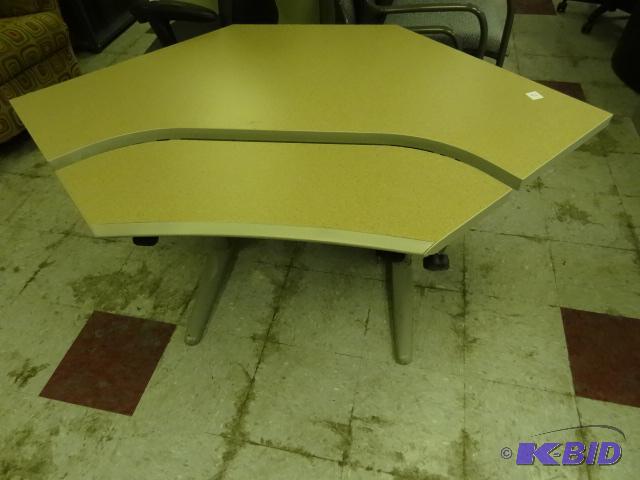 lot 96 image: Metal Framed Office Desk with Adjustable Keyb...