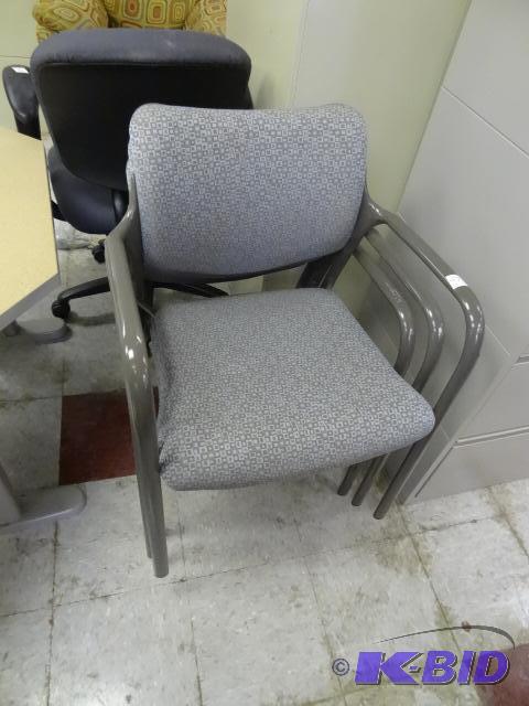 lot 97 image: 3 Stacking Metal Framed Side Chairs...