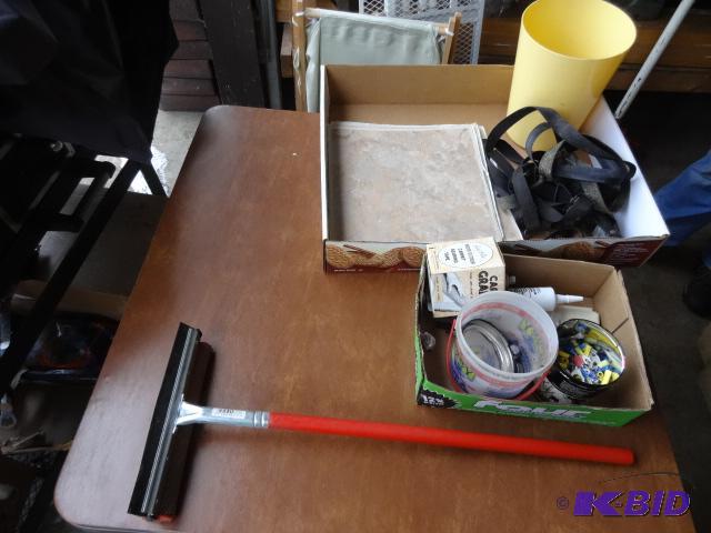 lot 116 image: Misc Hardware. WIndow Squeege, Tiedown Straps...