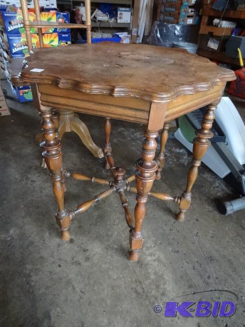lot 157 image: Vintage Wood Table. Laminate on Top Needs Rep...