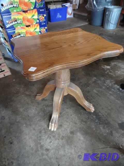 lot 159 image: Clawfoot Wood End Table 24 X 21 X 23...