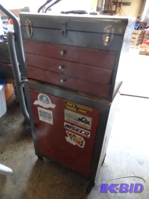 lot 162 image: Metal Tool Box and Cabinet. Has Some Misc Soc...