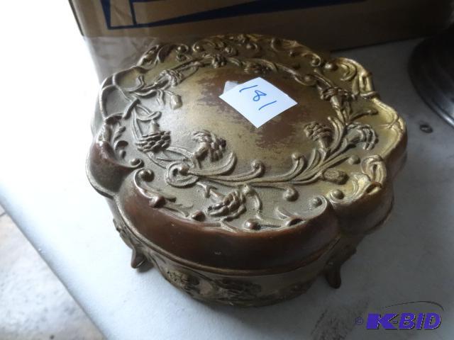 lot 181 image: Vintage Brass Jewelry Box...