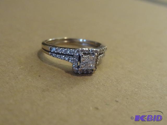 lot 2 image: 14K White Gold Birdel Set. Size 8 Purchased a...