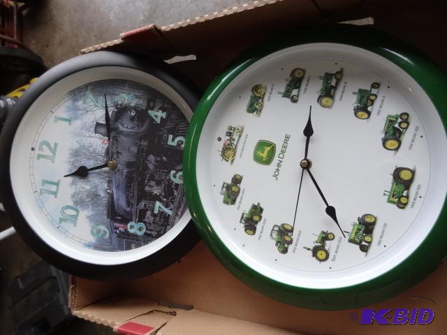lot 207 image: Train Clock and John Deere Clock Works...
