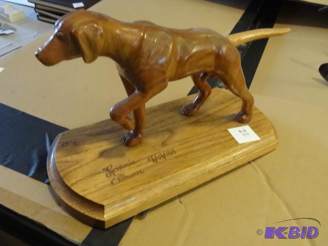 lot 22 image: English Pointer Wood Carved Dog....