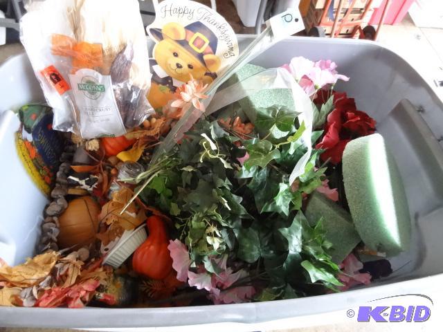 lot 221 image: Fall Decor. Misc Plastic Flowers...