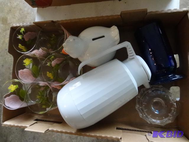lot 222 image: Chicken Bank, Glasses. Coffee Server...