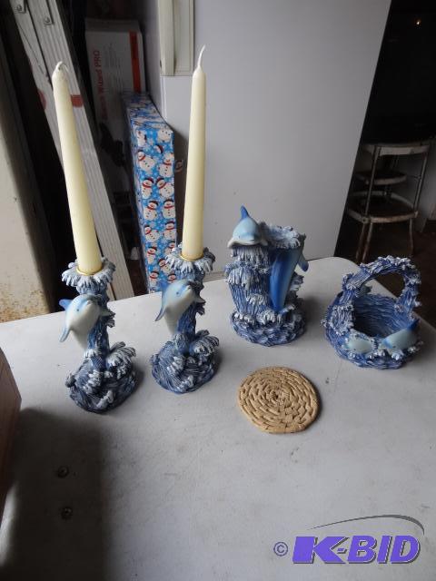 lot 231 image: Dolphin Decor. Candle Holders and more...