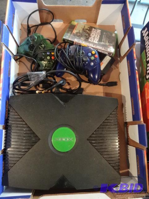 lot 249 image: X Box Game System 2 Controls, Ghost Recon Gam...
