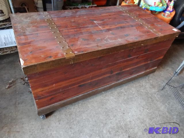 lot 46 image: Cedar Chest on Wheels All Cedar Construction....