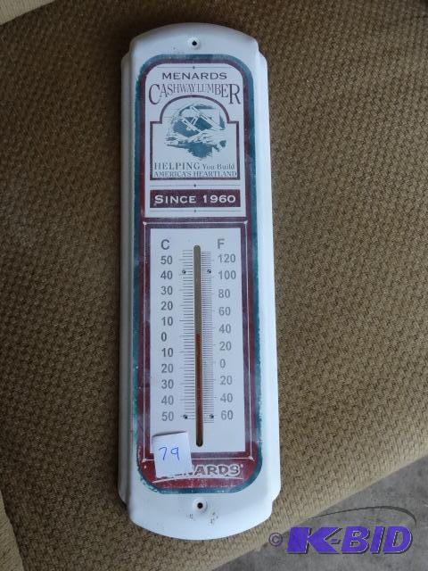 lot 79 image: Menards Metal Wall Haning Thermometer...