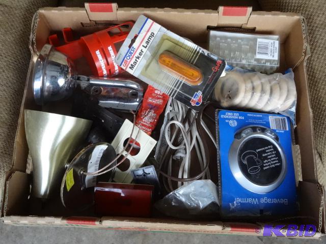 lot 83 image: Box of Misc Electrical and Misc Hardware. 120...
