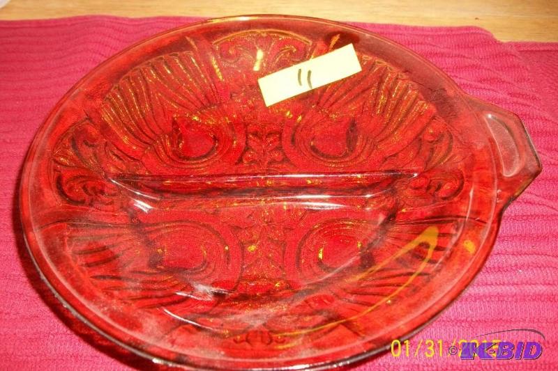 VINTAGE AMBER  YELLOW RELISH DISH