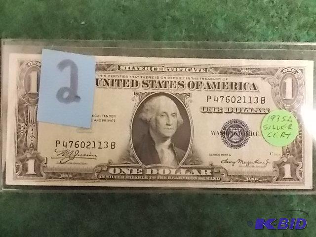 lot 2 image: US $1 Silver Certificate 1935A...