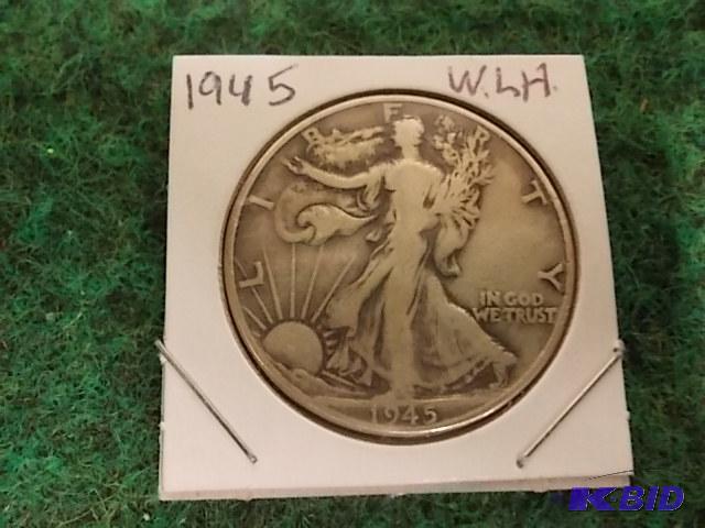lot 24 image: 1945 Walking Liberty .50...