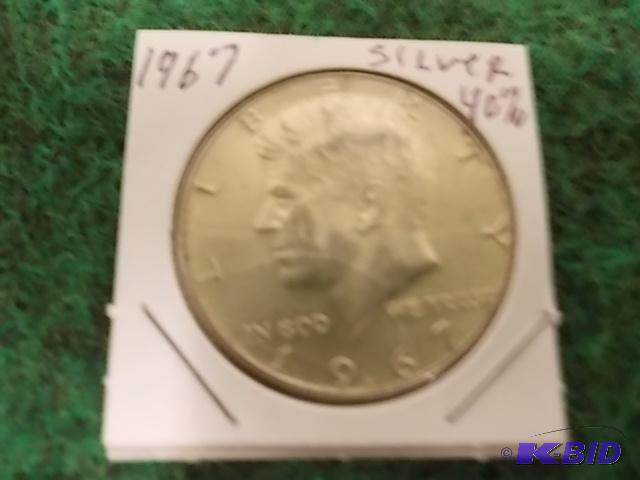 lot 25 image: 1967 JFK .50 40% Silver...