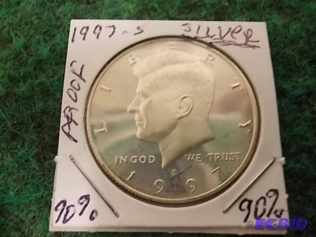 lot 27 image: 1997&nbspS&nbspJFK .50 Silver Proof 90%...