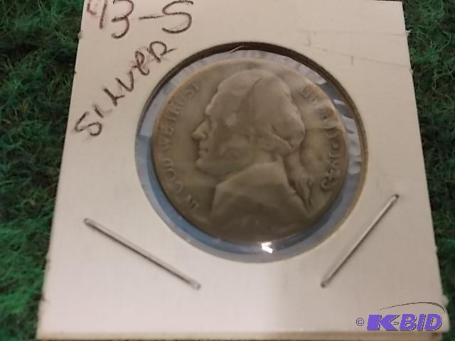 lot 37 image: 1943 S War time Nickel 40% Silver...