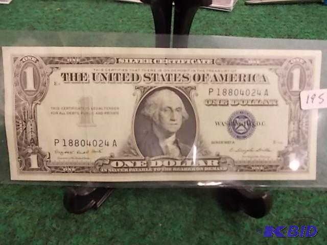 lot 5 image: US $1 Silver Certificate 1957A...