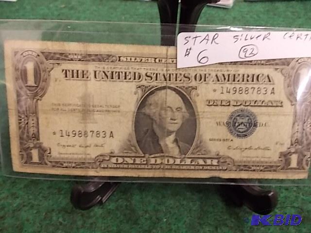 lot 6 image: US $1 Silver Certificate 1957A Star...