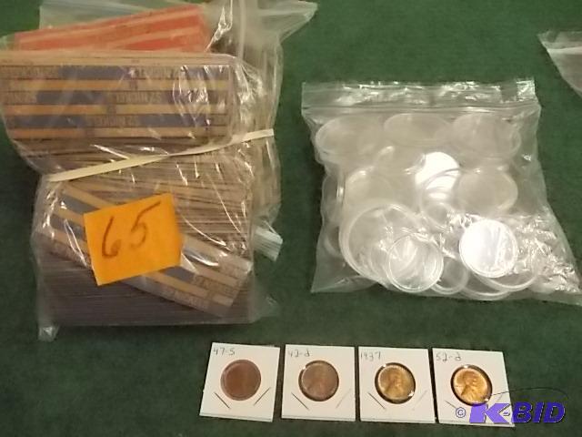 lot 62 image: Large Lot Of Coin Wraps, Plastic Coin Protect...