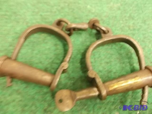 lot 63 image: Set Of Old Looking Handcuffs With Key Marked ...