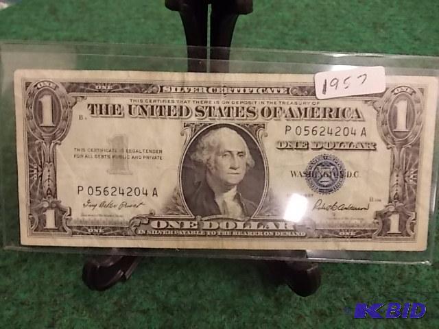 lot 66 image: US $1 Silver Certificate 1957...