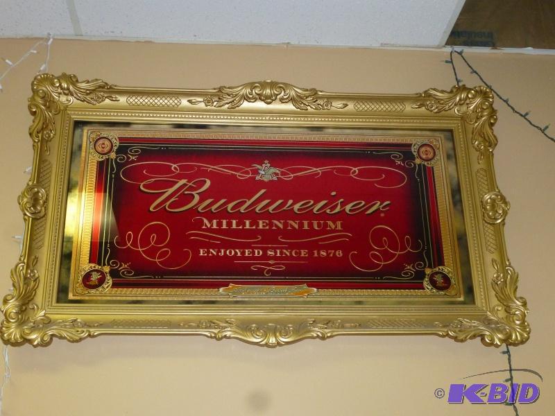 lot 11 image: Budweiser Millennium&nbspBar Mirror Has gol...