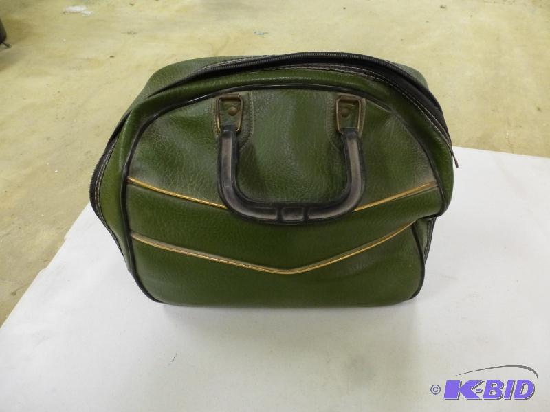 lot 83 image: Bowling Bag Olive color Leather bag. Green o...