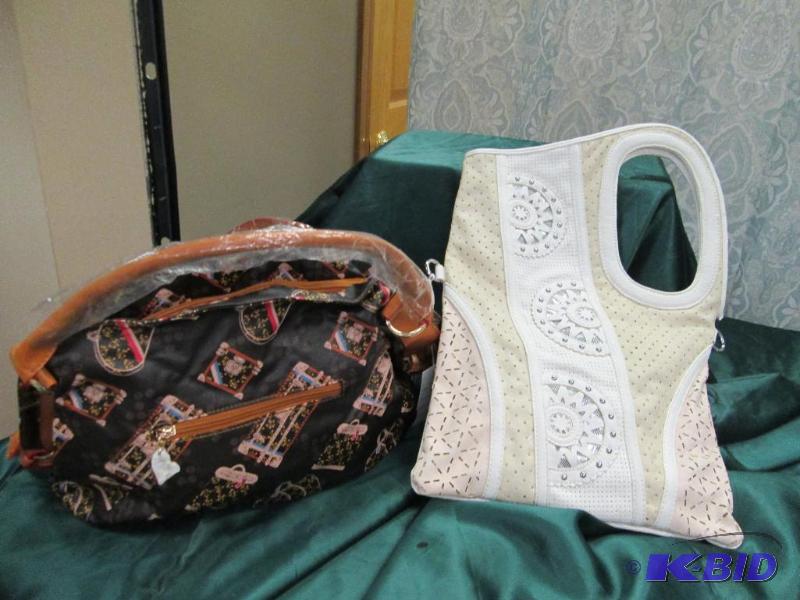 lot 105 image: Qty 2 Purses Govali Dark brown with different...