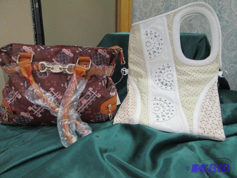 lot 106 image: Qty 2 Purses Govali Dark red with different k...